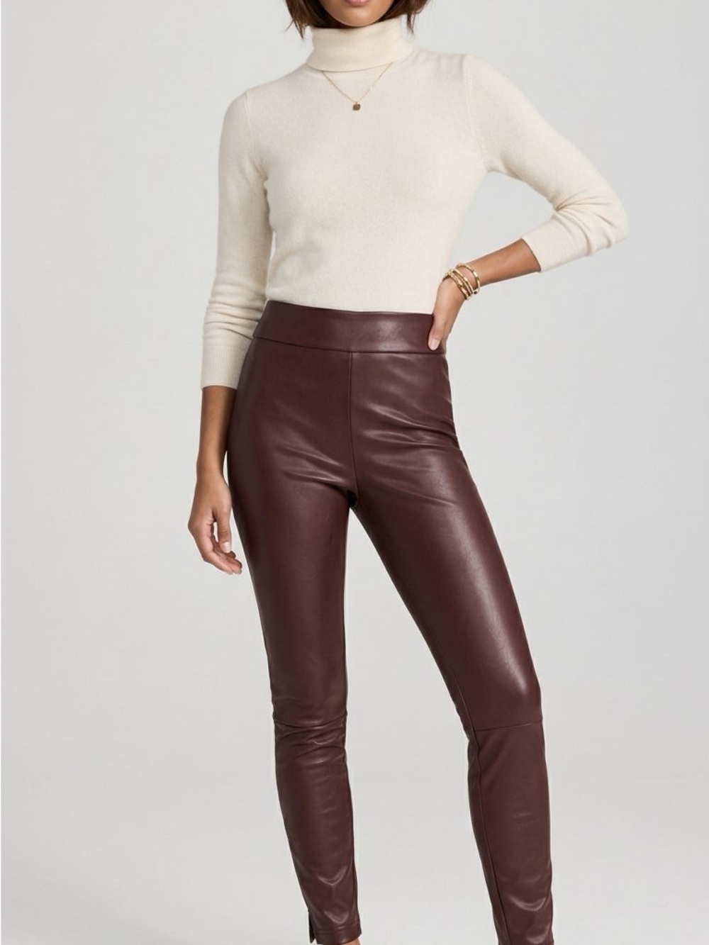 a new day High-Rise Faux Leather  Skinny Pants in Burgundy Size Small